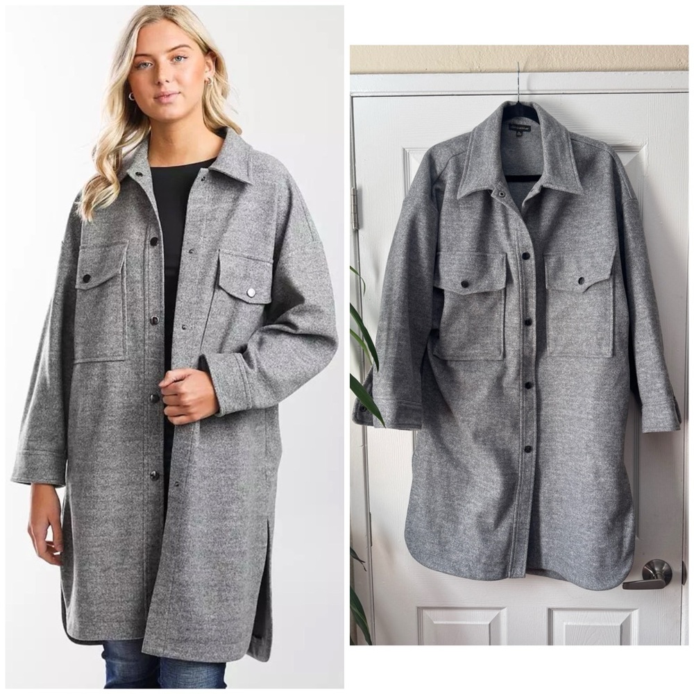 Buckle Shinestar Gray Oversized Trench Shacket Coat XL